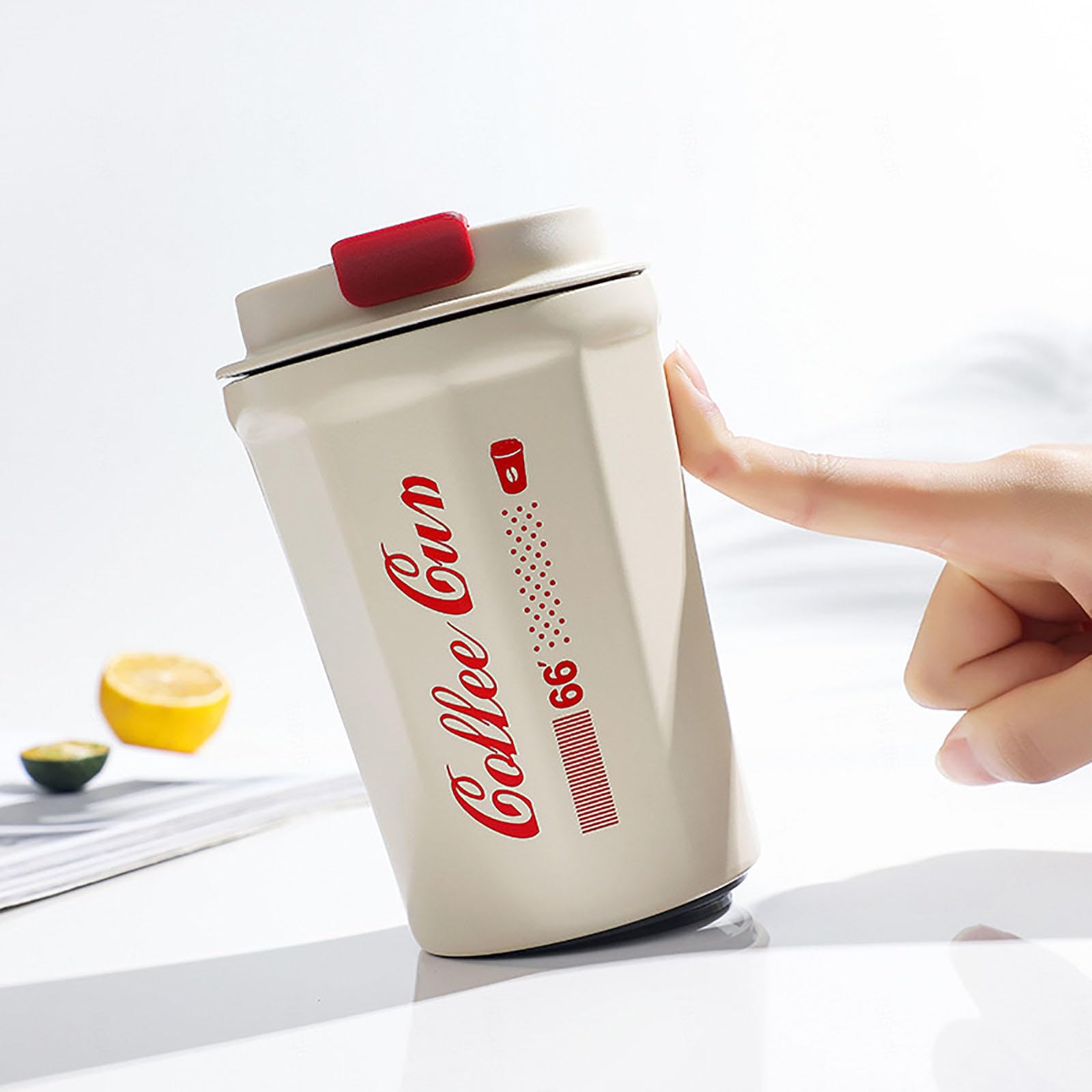 Bpa-freier Doppelwandiger Edelstahl-thermobecher 350 Ml, Pulverbeschichteter Campingbecher, Isolierter Kaffeebecherdeckel Kalte Heiße Getränke, Büro Im Freien,A