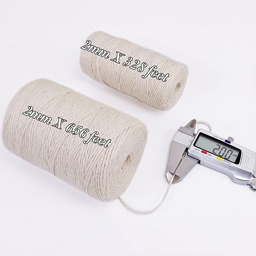 Miniatura 2 de LEREATI Cuerda de yute natural de 0.079 in y 656 pies para manualidades, cuerda de yute de colores de 3 capas para envoltura de regalos, jardinería,