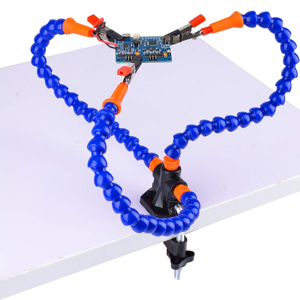 Stazione Di Saldatura Mani Aiutanti – 3 Bracci Flessibili Con Clip A Coccodrillo E Supporto Girevole, Terza Mano Per Hobbisti
