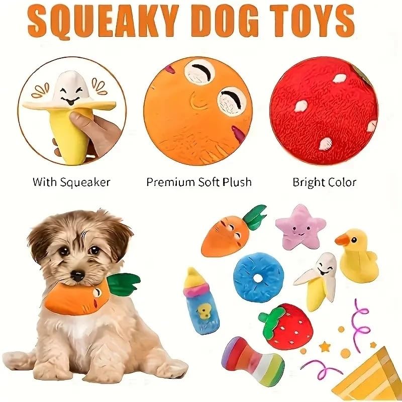 Lot de 10, 20 ou 50 Jouets couineurs for Chiens, en Peluche, Mignons, for Nettoyage des Dents des Chiens de Petite et Moyenne Taille, sans Rembourrage