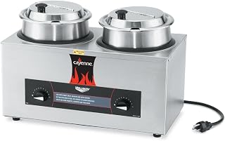Vollrath 72040 Cayenne Twin Well Countertop Rethermalizer with Insets and Hinged Covers, 4 Quart, 120v