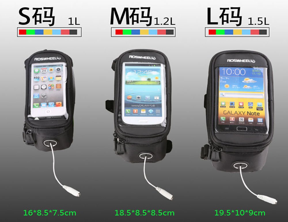 Roswheel Bicycle Bags Bike Bag Bicycle Front Tube Frame Cycling Packages Touch Screen Mobile Phone Bags Professional Bicycle Accessories (Blue S)