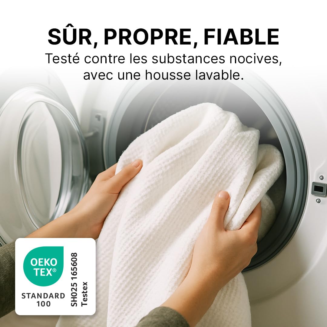 MKS Dream Comfort Surmatelas en Mousse à Mémoire de Forme 90x200 cm - 5 cm, Surmatelas Climatisé et Thermorégulateur H3, Housse Respirante au Confort