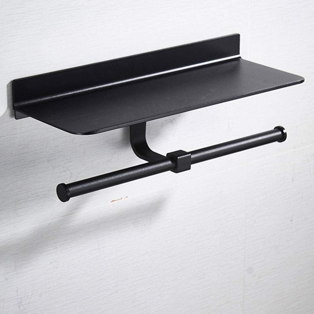 XYNSNDB NEECS Portarotolo Nero - Portarotolo Doppio in Alluminio, Portarotolo Doppio con Porta Cellulare