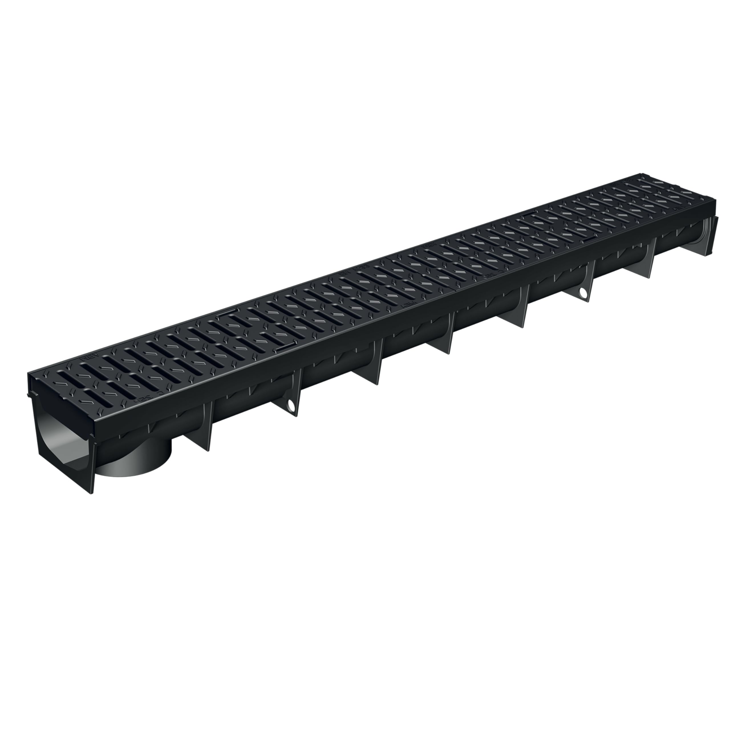 MEA Caniveau Extérieur MEAPARK 1 m – Grille Passerelle en Polyamide – Drainage Terrasse, Piscine, Jardin, Garage – Classe B125 Véhicule léger – Largeur utile 10 cm