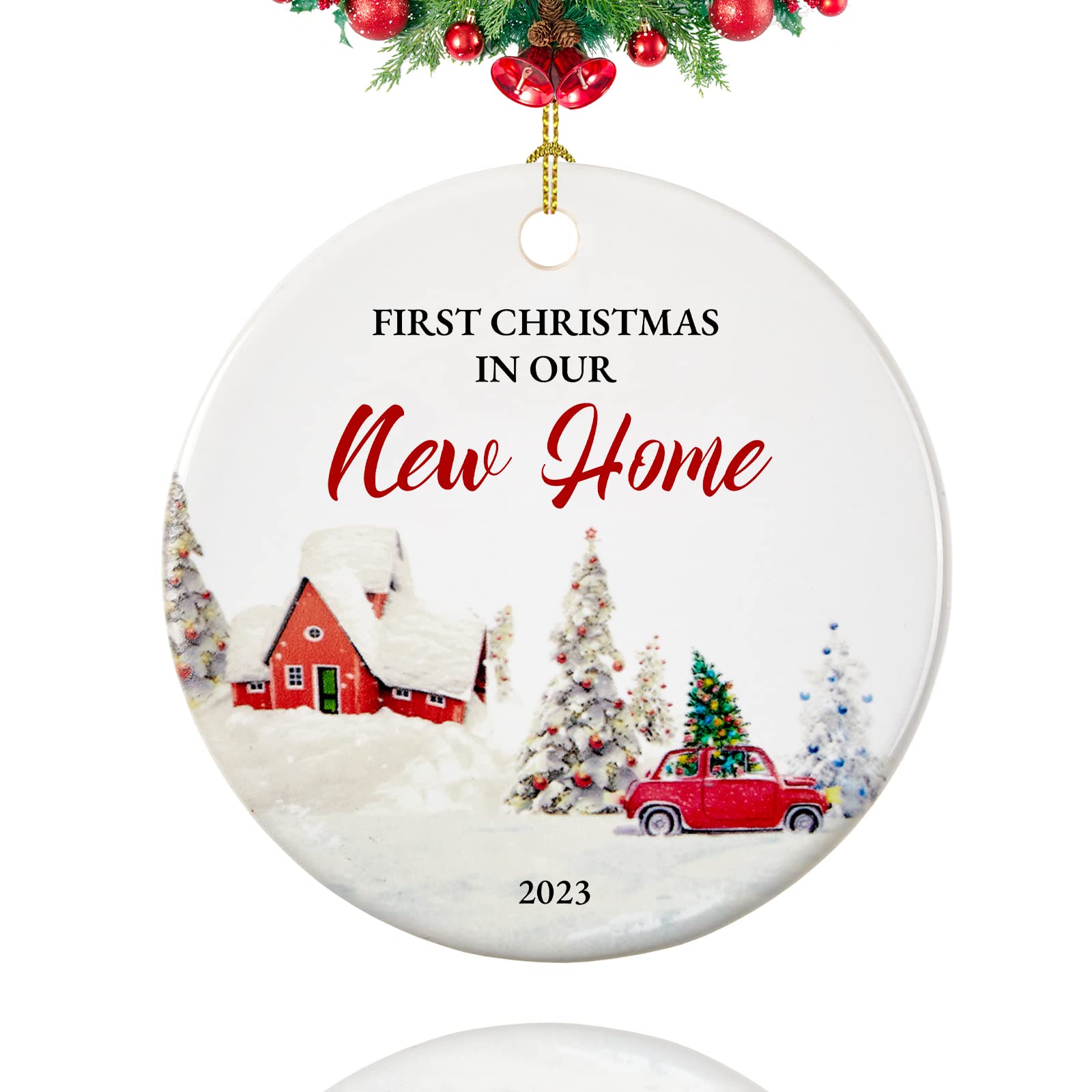 First Christmas in New Home Ornament 2023, New Home Christmas Ornament 2023, First Home Ornament, 2.9" Ceramic New House Christmas Ornament 2023
