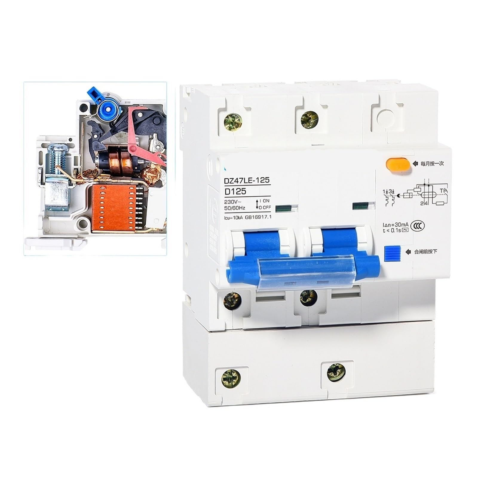 Disjoncteur DZ47LE-125 100A pour éviter les pannes et fuites électriques