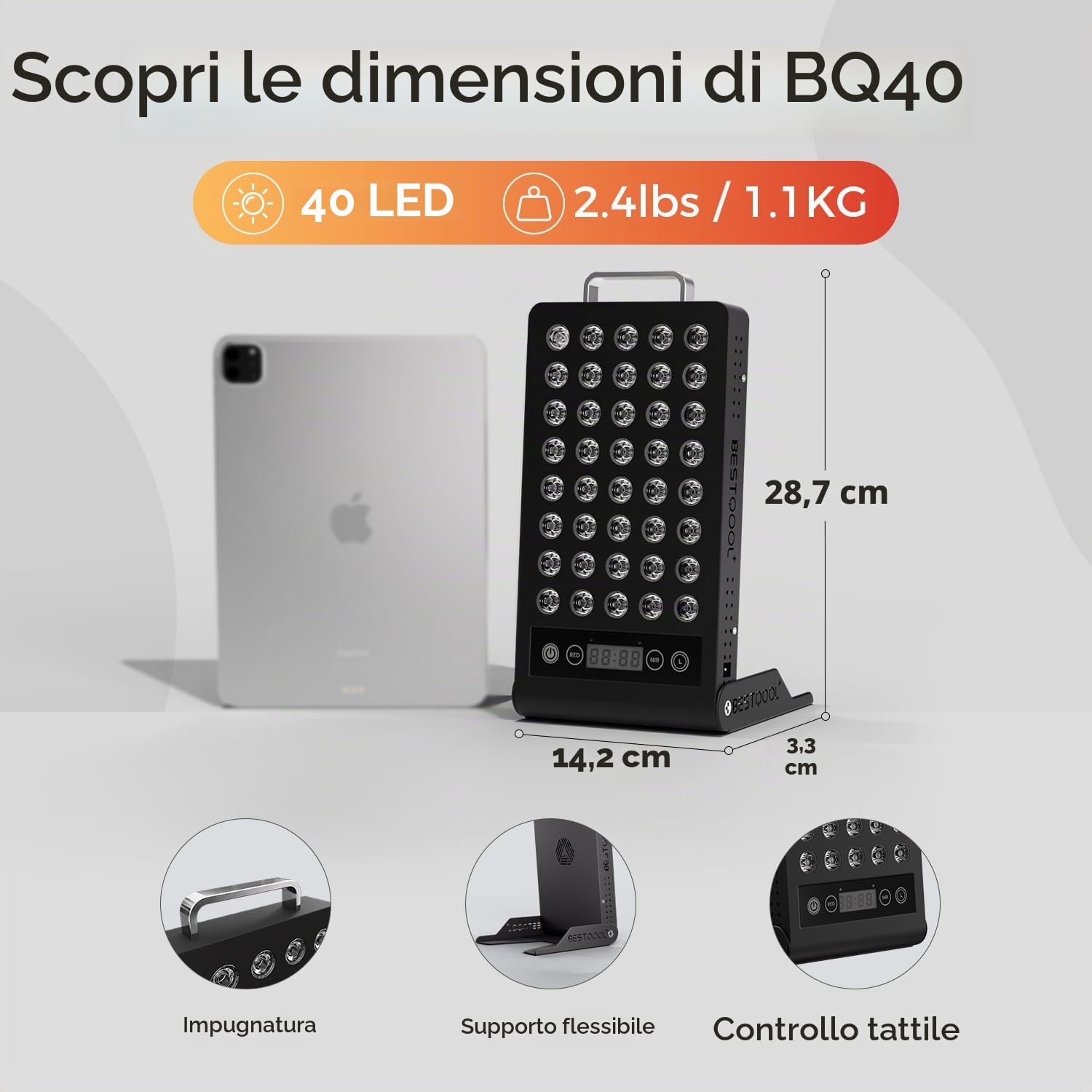 BestQool Dispositivo di Benessere a Luce Rossa, 660nm & 850nm Tecnologia Luce Rossa con Timer, Qualità Premium, Alte Prestazioni, Pannello Luce Rossa, 50W