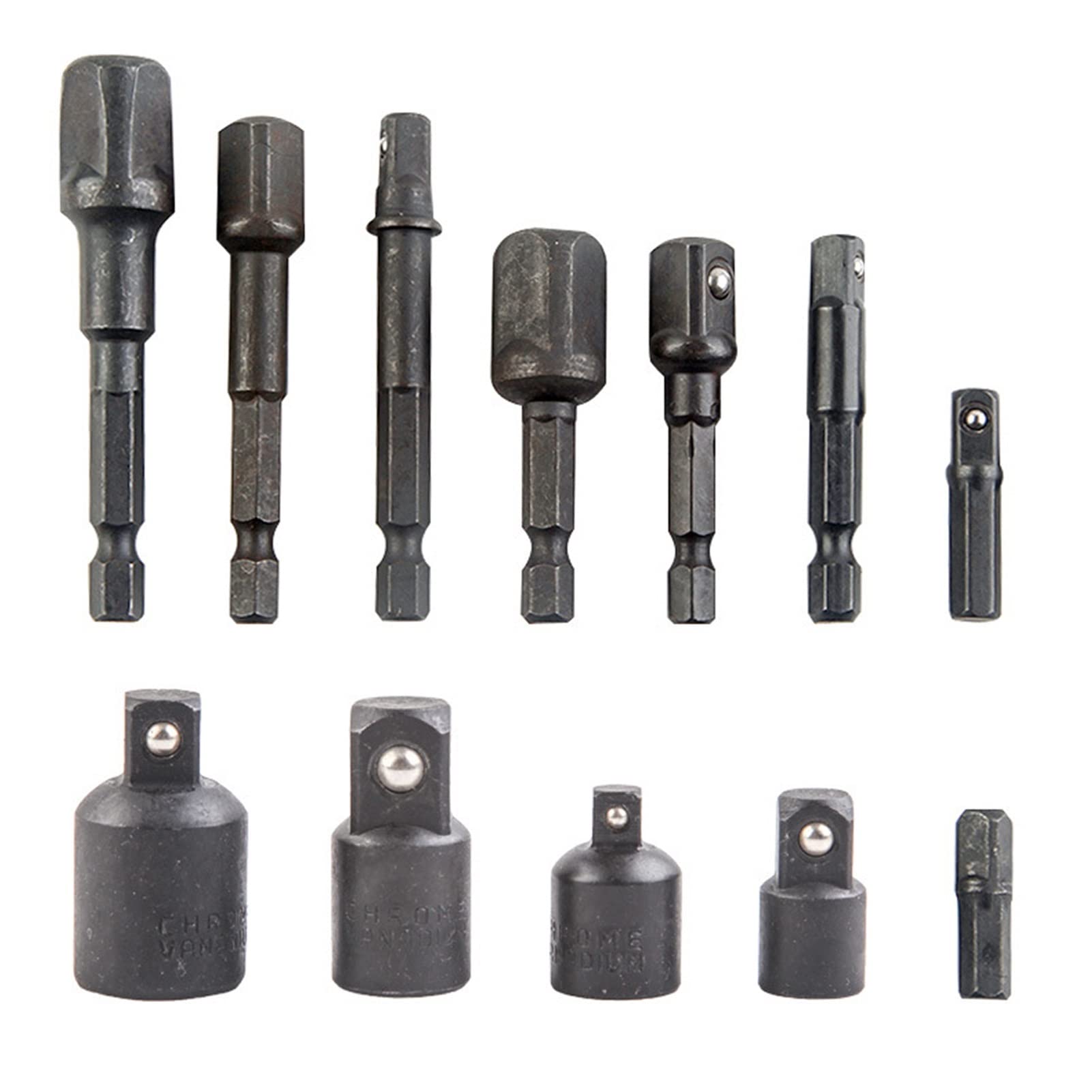 Mahudvcr Black Hex Socket Adapter, 12Pcs/Set Socket Adapter Impact/Extension Impact Hex Shank Drill Bits Bar