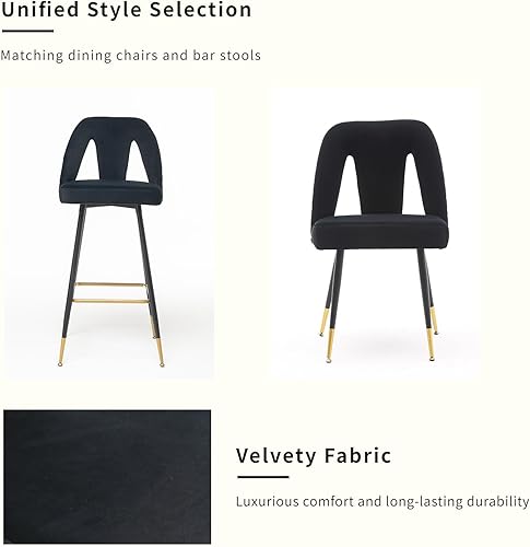 Miniatura 5 de Juego de 2 sillas de comedor de terciopelo, juego de 2, sillas de cocina y comedor, tapizadas de terciopelo, ribete de cabeza de clavo, patas de