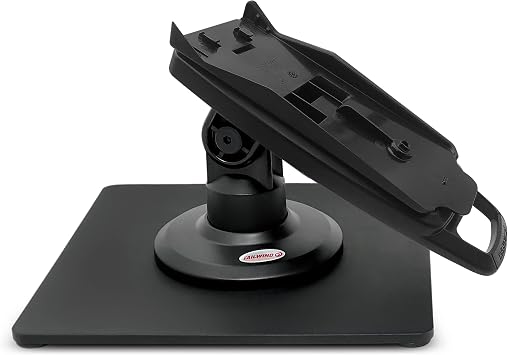ENS Tailwind Pax S800 3" Latch and Lock Compact Pole Mount Terminal Stand with Square Freestanding Mobility Base Plate, Black