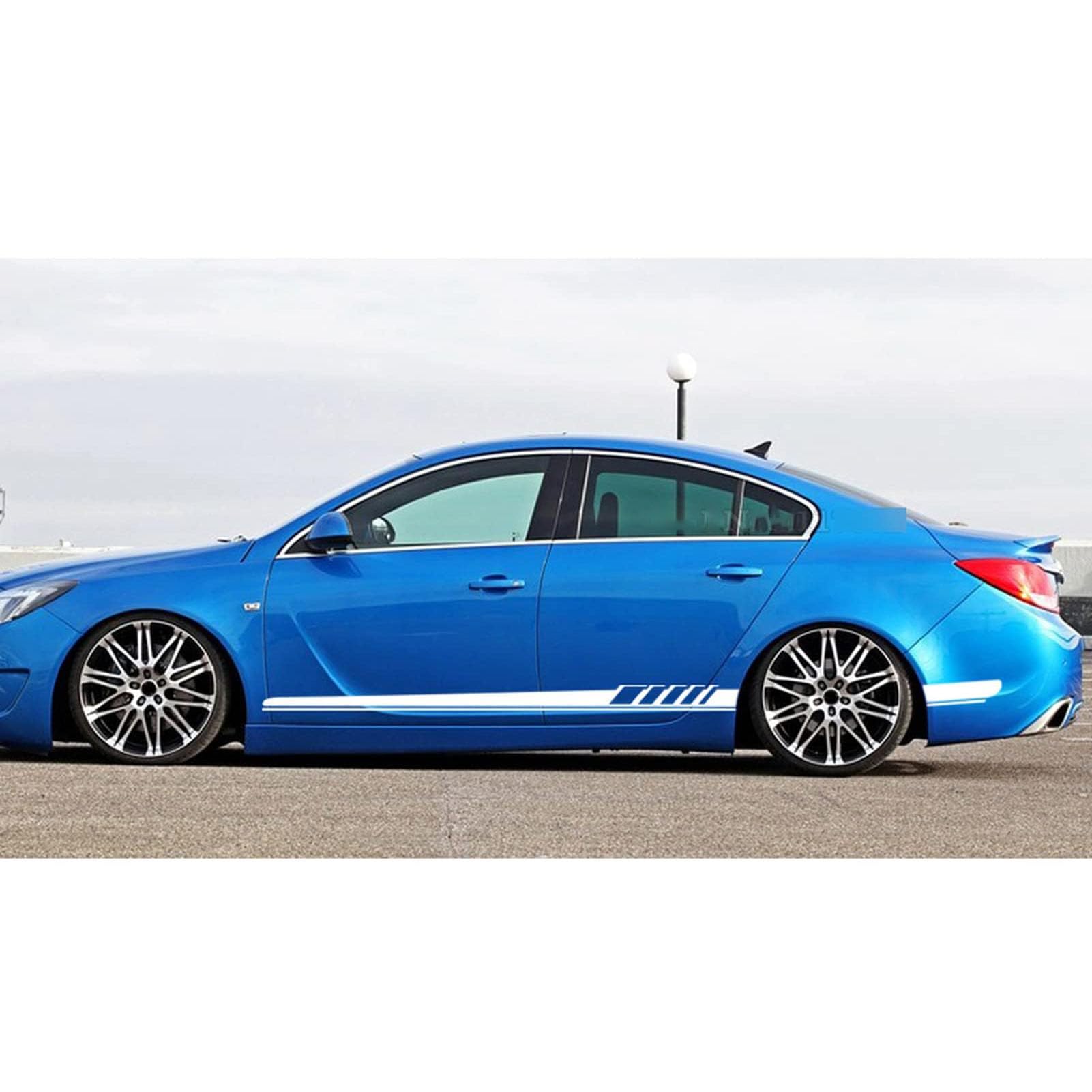 LzDQF Car Side Skirt Stickers stripe decal Decals,For Opel OPC Astra J H G K Insignia Corsa D B E Mokka Vectra B Car Door Side Skirt Sticker Auto Body Decor Decals.,White