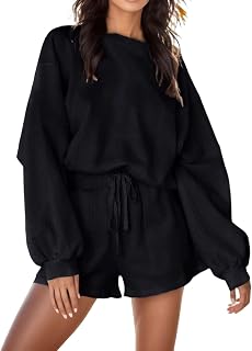QWUVEDS Trousers Skirt Trousers Women's Short Trousers Women's Summer Oversized Women's Sets with Batwing Sleeves, Casual Top and Shorts, 2-Piece Outfit, Sweatsuit Sexy Lingerie