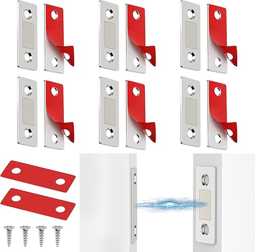 Jiayi - Paquete de 12 imanes magnéticos de acero inoxidable para gabinete, cierre magnético de puerta para armario de cocina, imanes de puerta de