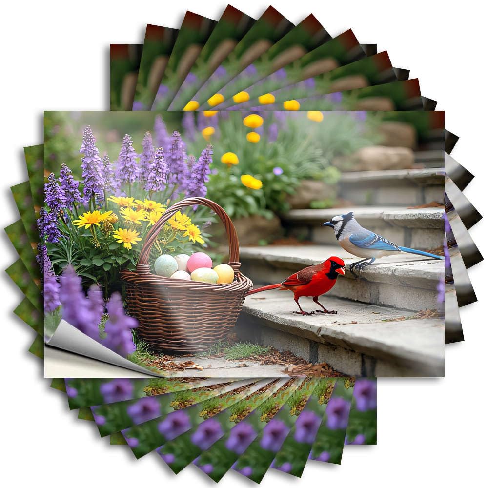 Tiny, Tattoo Water A Basket of Easter Eggs with Flowers in The Background. | Friends Rubber(6X9CM)