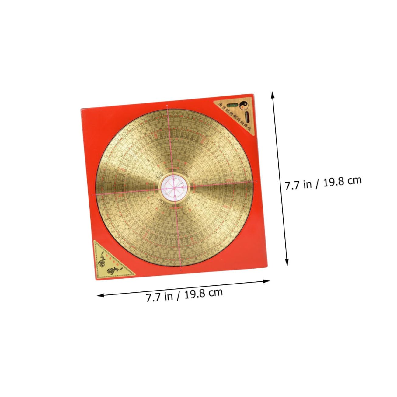 Brújula China Pequeña de Metal Rojo, Estilo Retro Tradicional | Adorno Taoísta Antiguo, Hierro y Cobre, Ligera para Hiking y Colección
