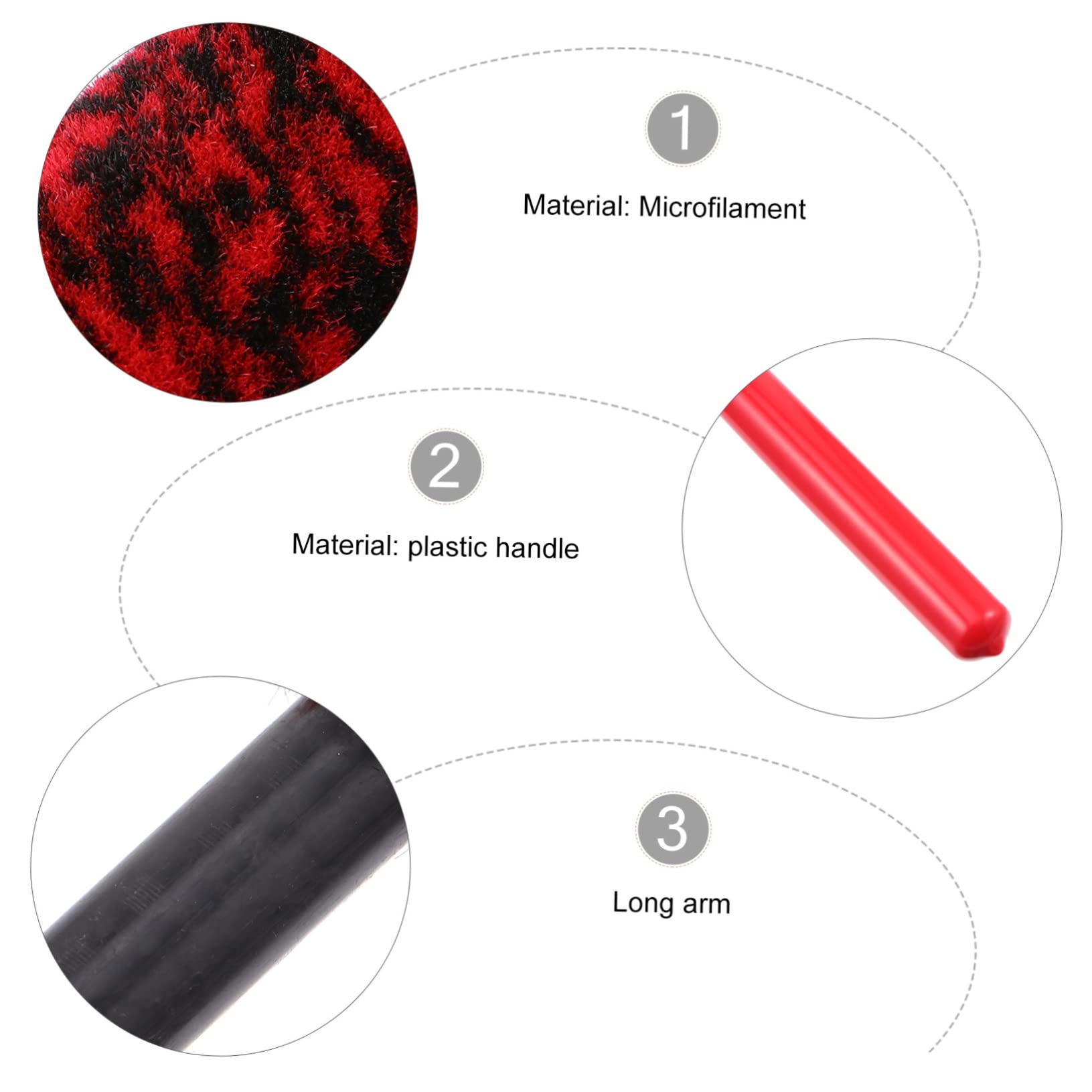 SOLUSTRE Spazzola per Pulizia delle Ruote 3 Pezzi Microfilamento | Manico in Plastica, Set Grande Medio Piccolo, Pulizia e Sicura per Cerchi e Fessure Colore Casuale