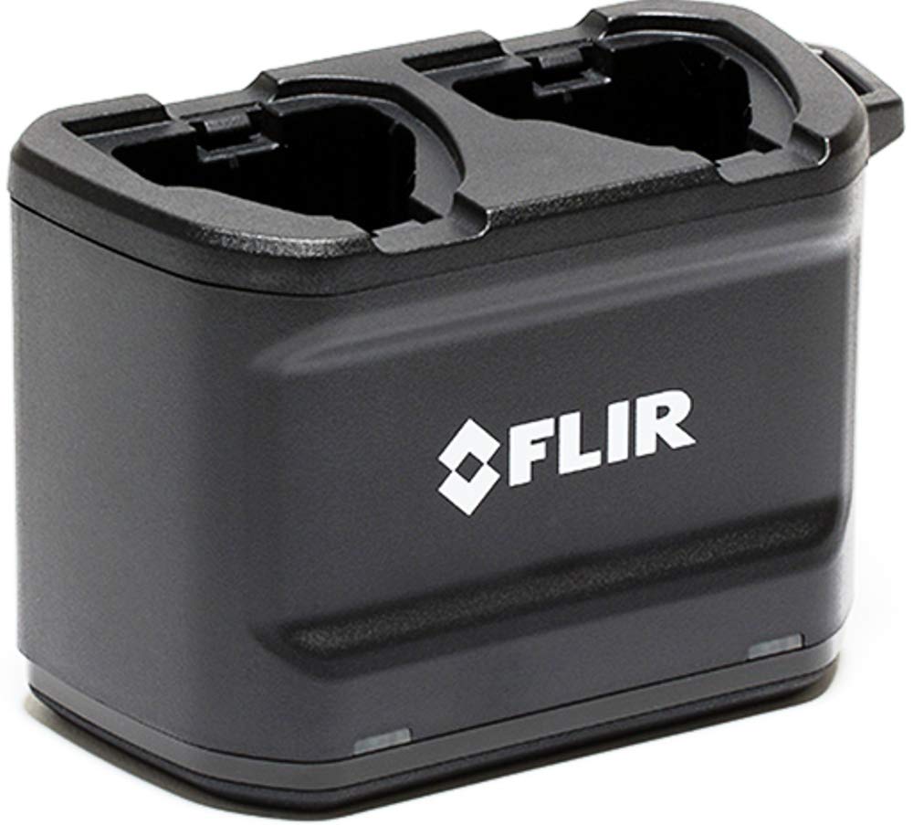 FLIR T199610 Two-Bay Battery Charger for T530, T540, T840, E75, E85, E95 Thermal Imaging Cameras - Desktop Standalone Charging Station, Black