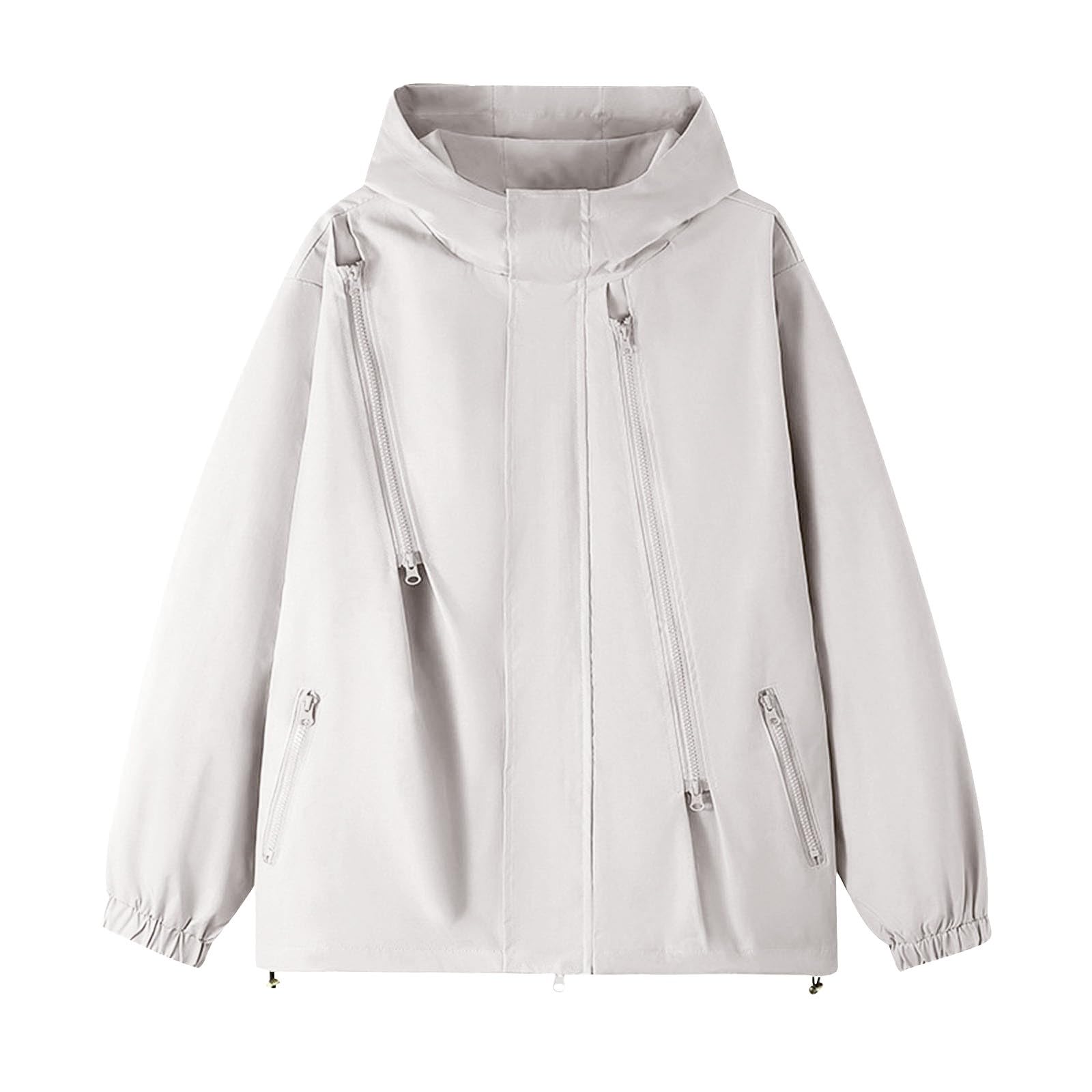 Cerniera Da Alpinismo Per Esterni In Tinta Unita Autunnale Donna Con Cappotto Funzione Tascabile Mantelle Impermeabili Cerata Pioggia Transparent Raincoat Impermeabile Lungo Antipioggia