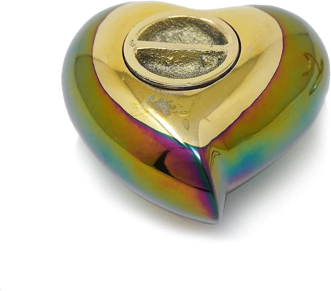 Golden Heart Keepsake Urn for Human & Pet Ashes | Small Urn for Ashes with Stand | Holds 3 Cu In Ashes | Mini Heart Shape Urn | American Glory Light Green Urn