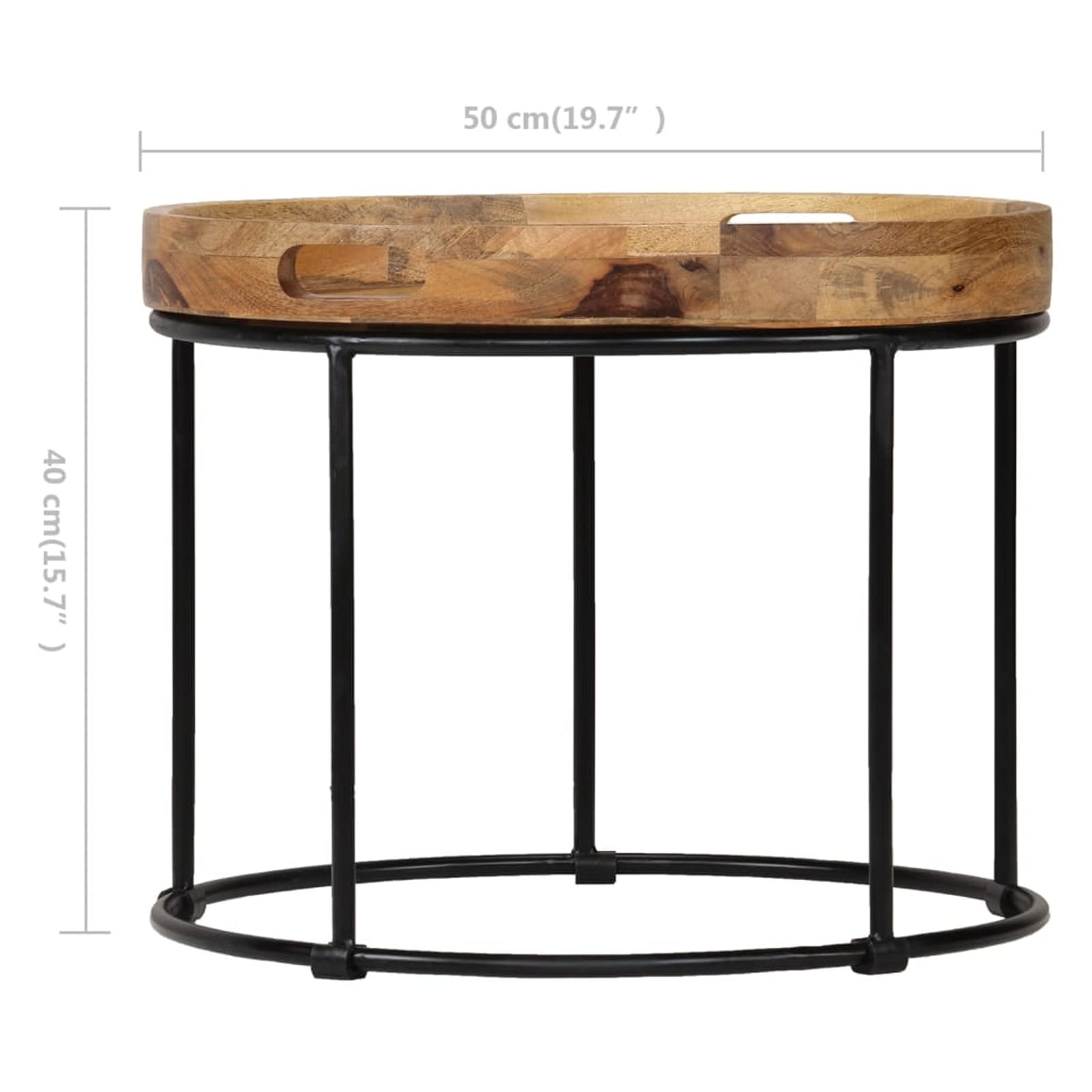 Homgoday Table basse en bois massif et acier 50 x 40 cm, table d'appoint, table d'appoint pour salon, salle de réception d'invités, chambre à coucher et mobilier de bureau