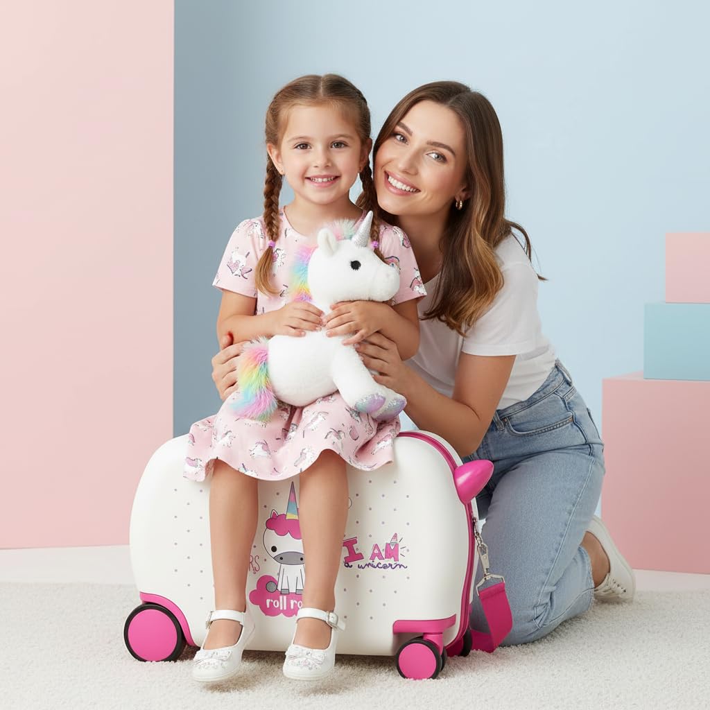 Roll Road, Blanc., 31x45x20 cms, Valise pour Enfant Licorne