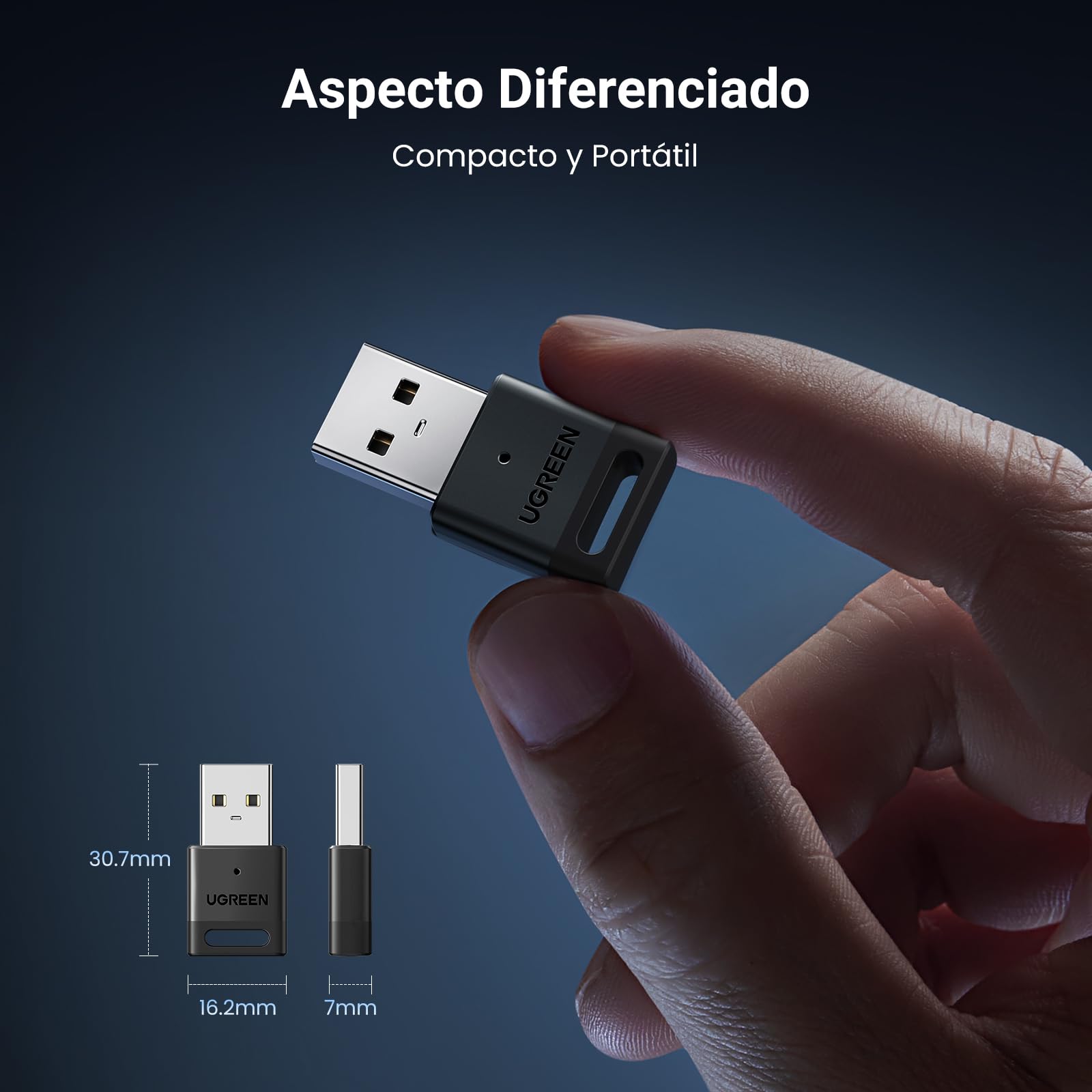 UGREEN USB Bluetooth 5.3 Adaptador Dongle Adapter con Controlador de PS4 PS5 Switch Teclado Ratón Auriculares PC para Windows 11 10 8.1