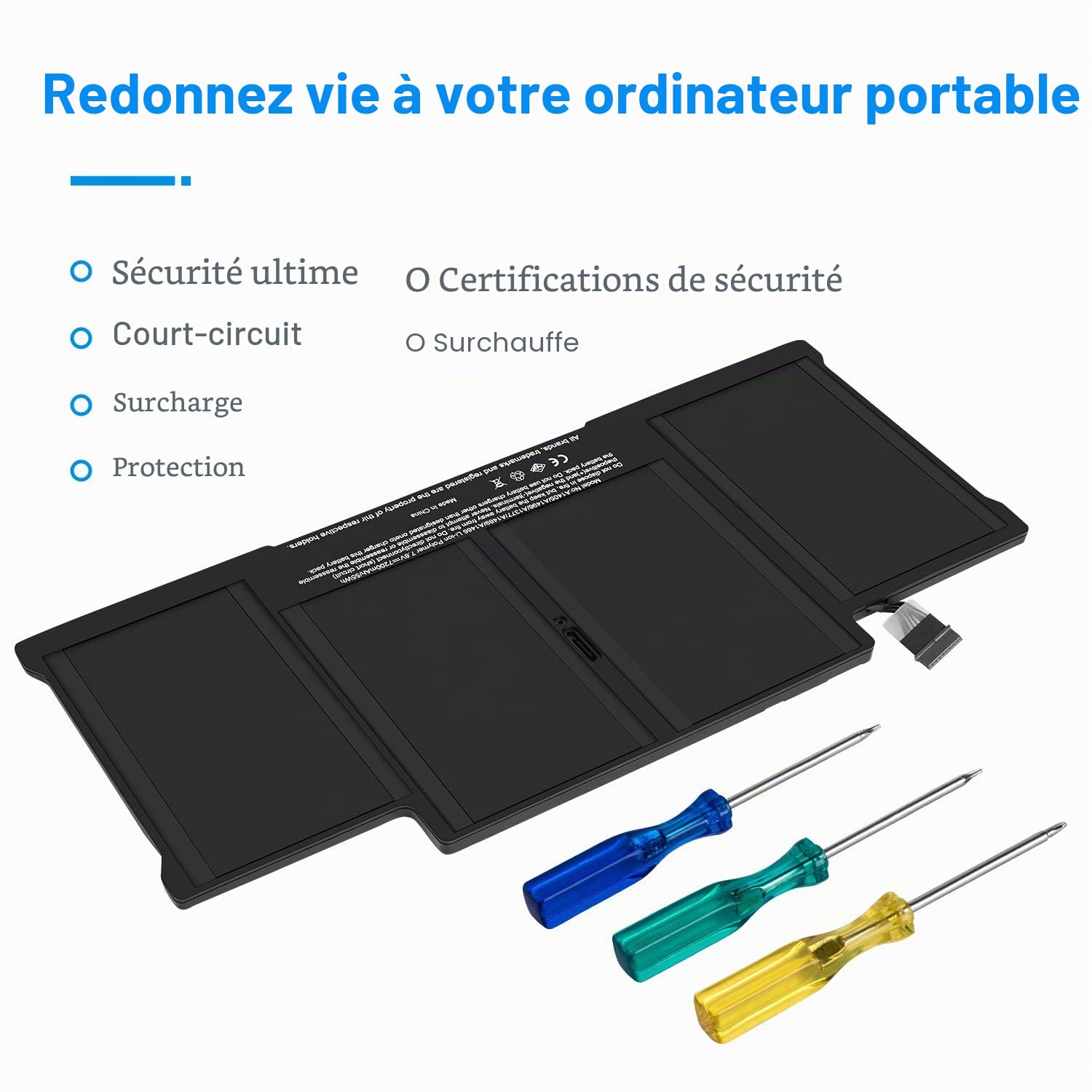 A1405 Batterie pour Ordinateur Portable Mac Book Air 13" A1377 A1496 A1466 (mi-2012 mi-2013 début 2014 début 2015,2017) A1369 (Fin 2010 mi-2011)