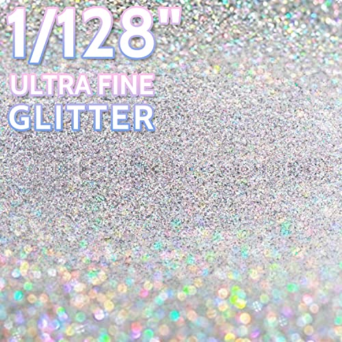Yesogreat Holographic Ultra Fine Glitter, 180G/6.35Oz Resin Laser Glitter Powder, 1/128” 0.2Mm Metallic Iridescent Glitter For Slime Resin Arts Tumbler Jewelry Nail Art Makeup Painting Cards #TOP1