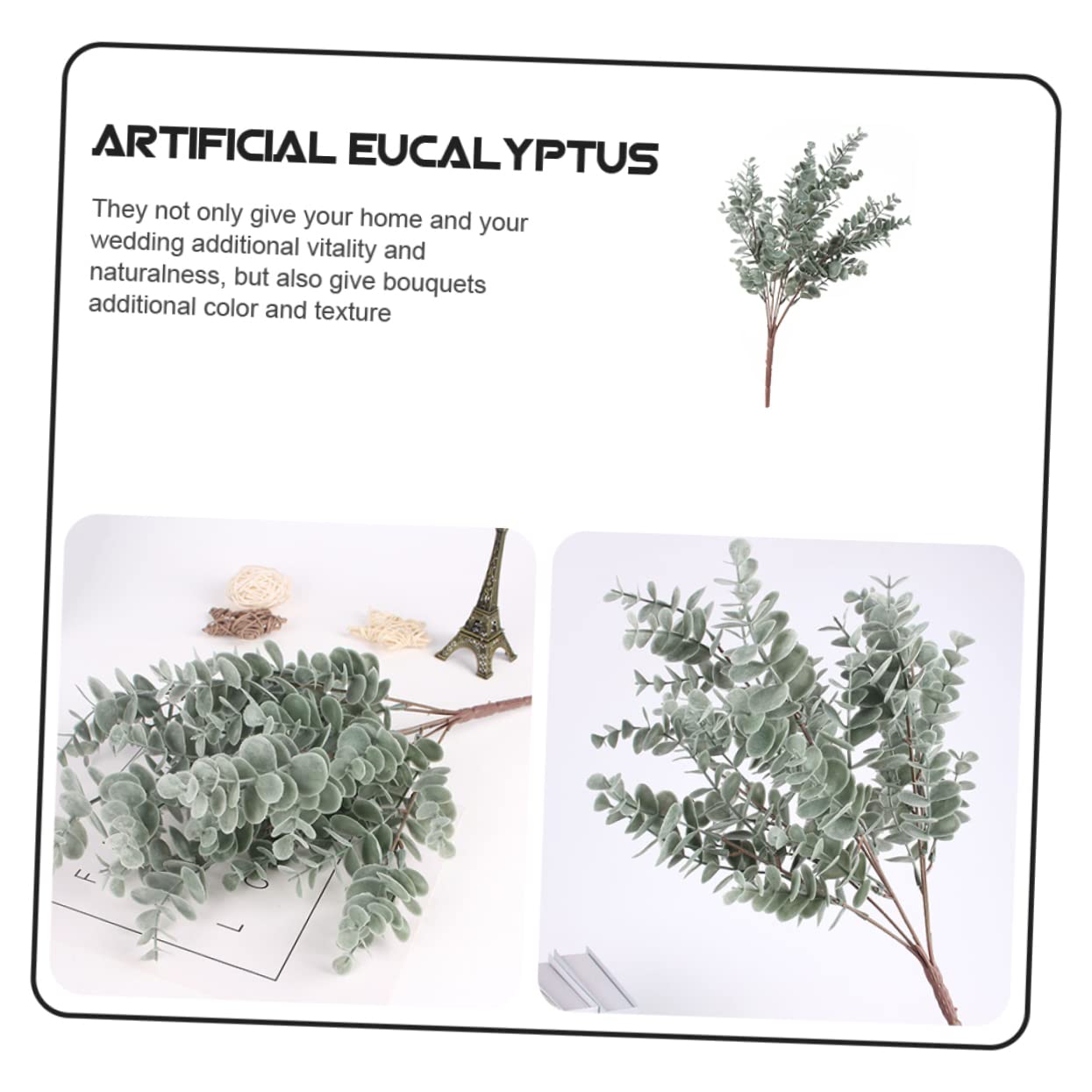 Alipis 9 Pz Foglie di eucalipto simulate falso eucalipto plettri di foglie artificiali piante artificiali fake plants plettri artificiali di foglie di finto plastica