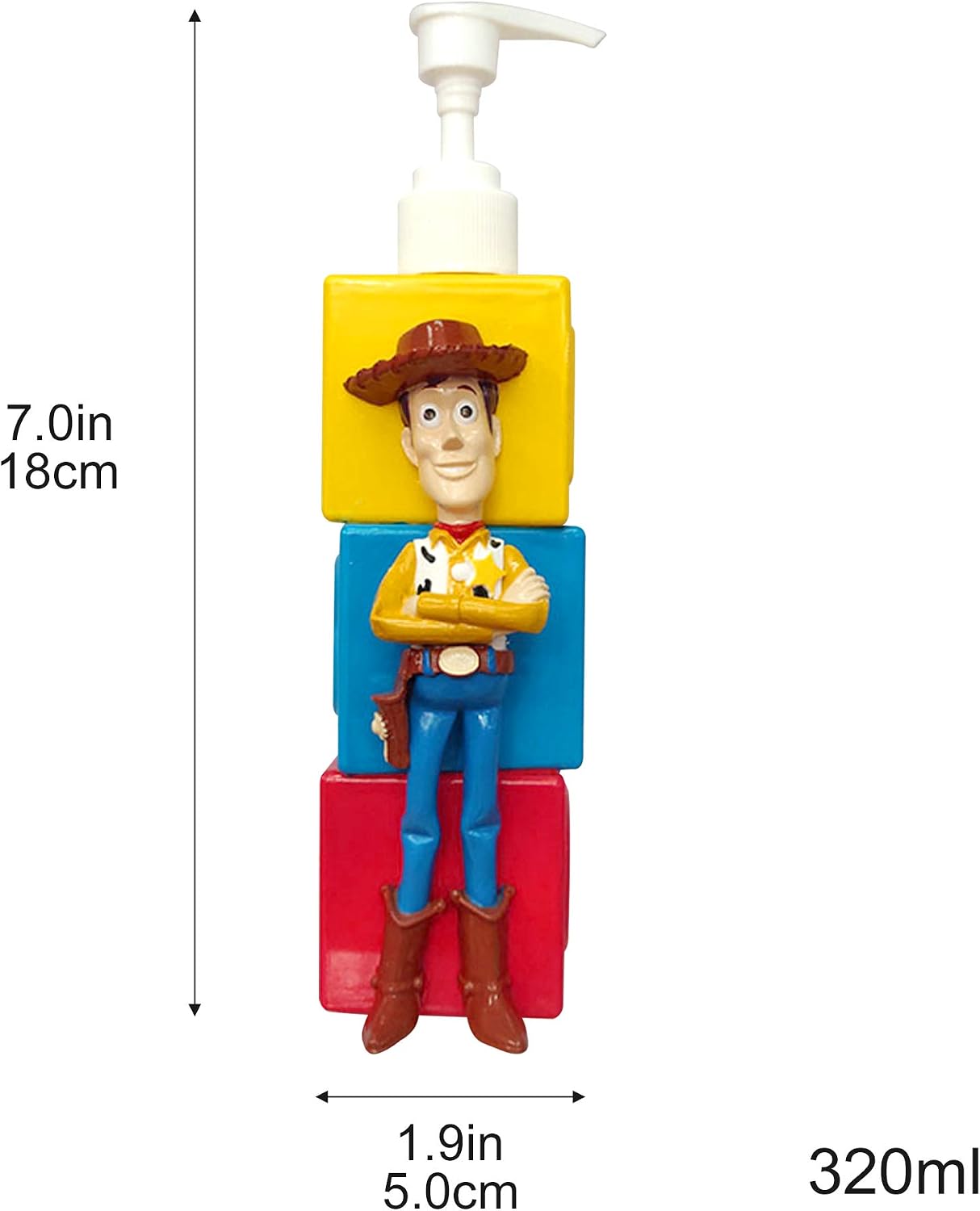Finex Toy Story Set - Woody & Buzz Lightyear Plastic Empty Refillable Pump Bottle Dispensers for Hand Sanitizer Liquid Soap Shower Gel Shampoo Conditioner Lotion Bottles Bath Bathroom Accessories