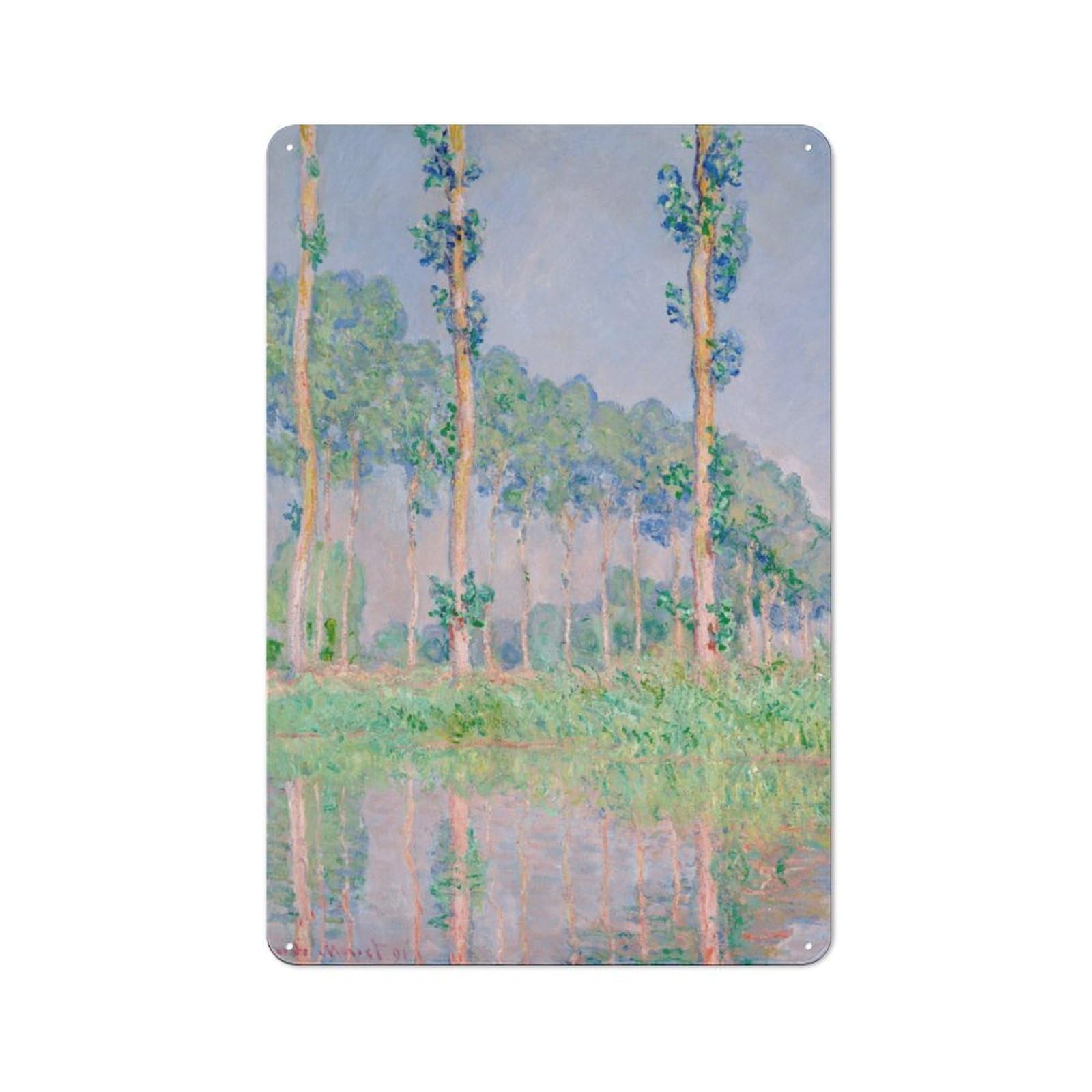 Junmoney Claude Monets Poplars 30X20cm Retro Metal Sign With For Café Or Restaurant, For Collectors Decorating Cafés And Restaurants