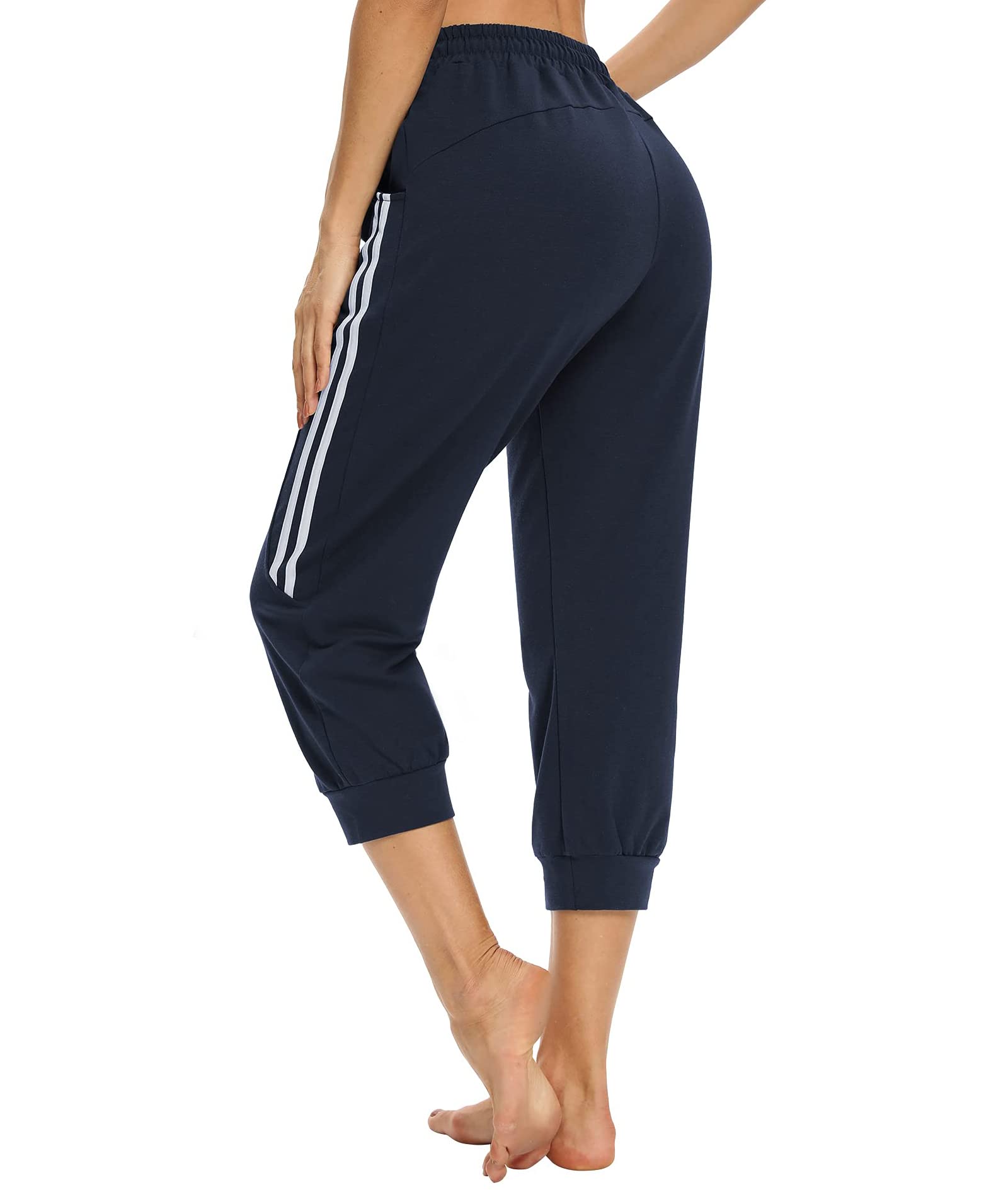 KaiDi Women's Capri Sweatpants Casual Capri Pants with Pockets Capri Joggers Capri Yoga Pants Drawstring Workout Sweatpants