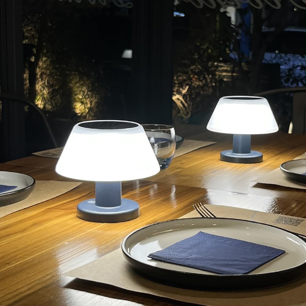Wooden Bedside Lamp Dimmable for Outdoor/Indoor, 4500K Warm White Wireless Solar Waterproof USB Rechargeable Desk Light