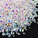 BLINGINBOX 14400Pcs Flat Back Crystal Rhinestones Mixed Size SS3-SS20 Nail Art Rhinestones Round Gla