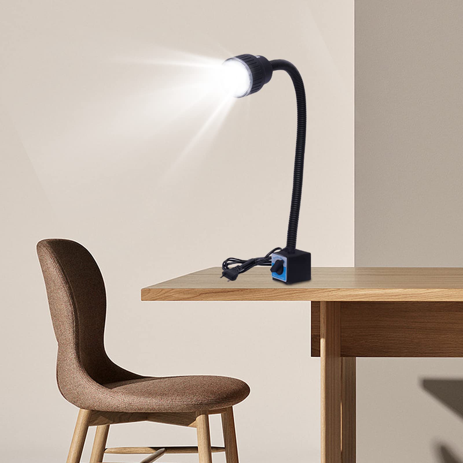 Elastyczne światło typu łabędzia szyja, 10 W, światło robocze LED, światło magnetyczne, tokarka, lampa LED CNC, temperatura barwowa 6500 K, przemysłowa lampa maszynowa, czarna