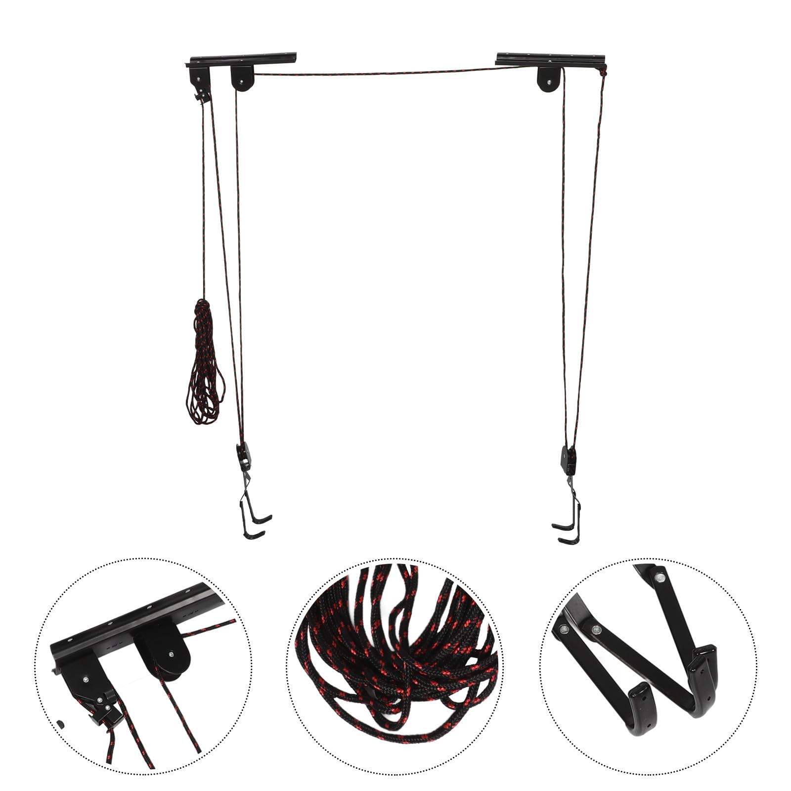 VILLCASE Elevador de Bicicletas de Acero Negro para Garaje Soporte de Pared, Sistema de Poleas para Colgar Bici y Ahorrar Espacio Hogar