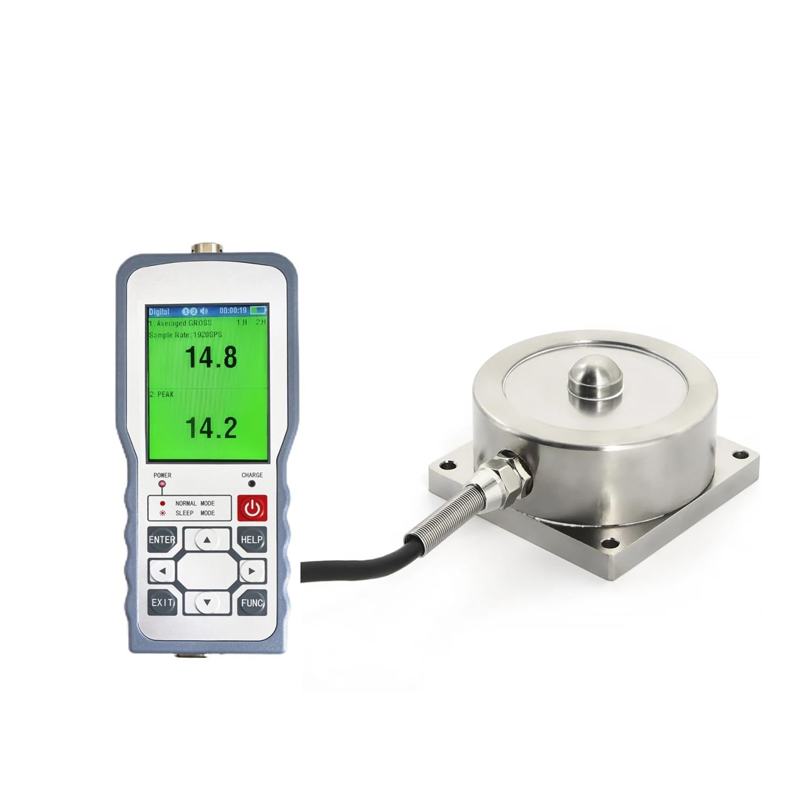 Medidor de fuerza digital de 100 KG-5000 KG con sensor de celda de carga, dinamómetro de empuje de fuerza de tensión y compresión de prueba ± 0.05% FS Alta sensibilidad(0-2T Force Gauge)