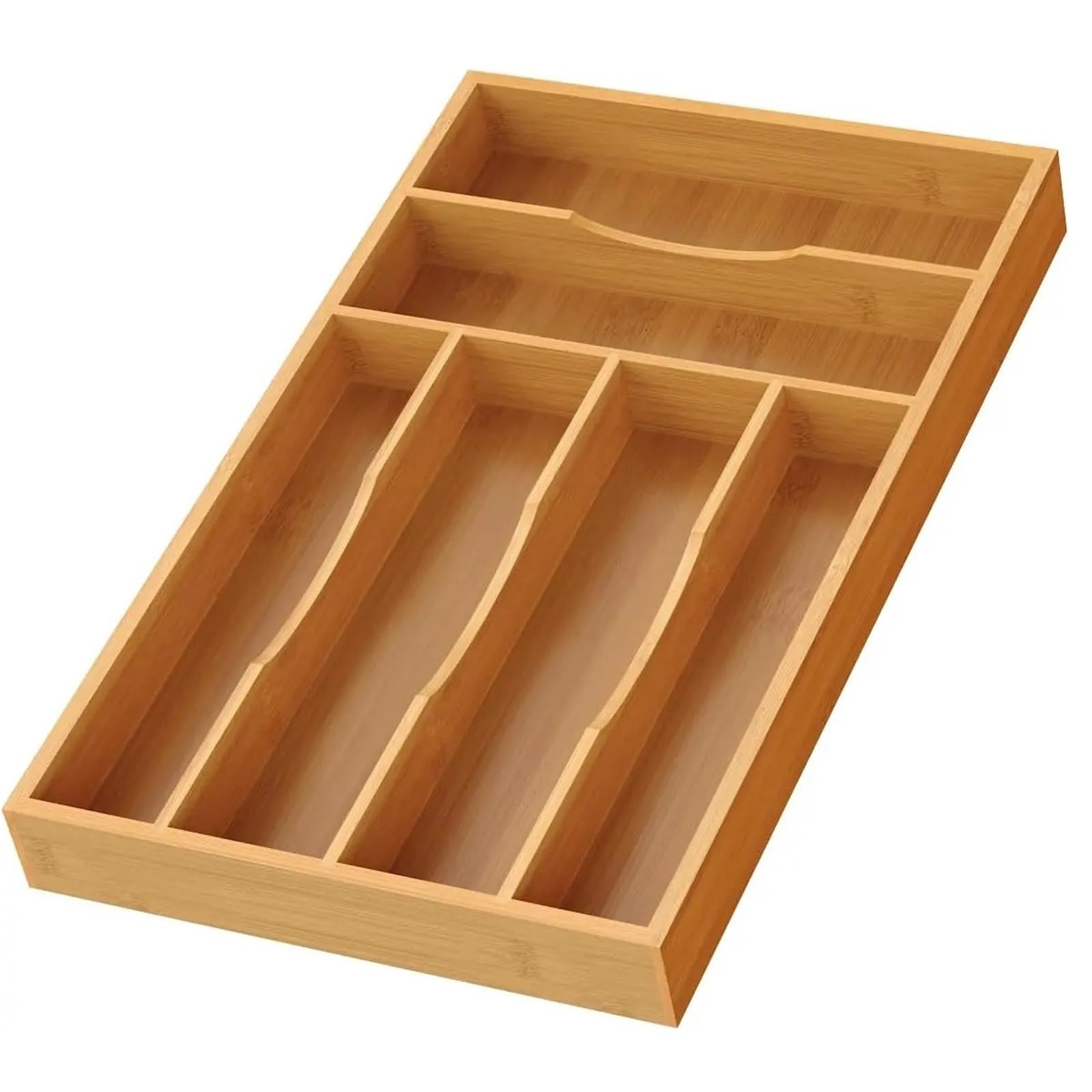 UBOHUZ 2PCS Silverware Organizer Tray - 6-Slot Cutlery Holder For Kitchen Drawer, 15.8x9.5x1.6 Inches for Spoons Forks Knives