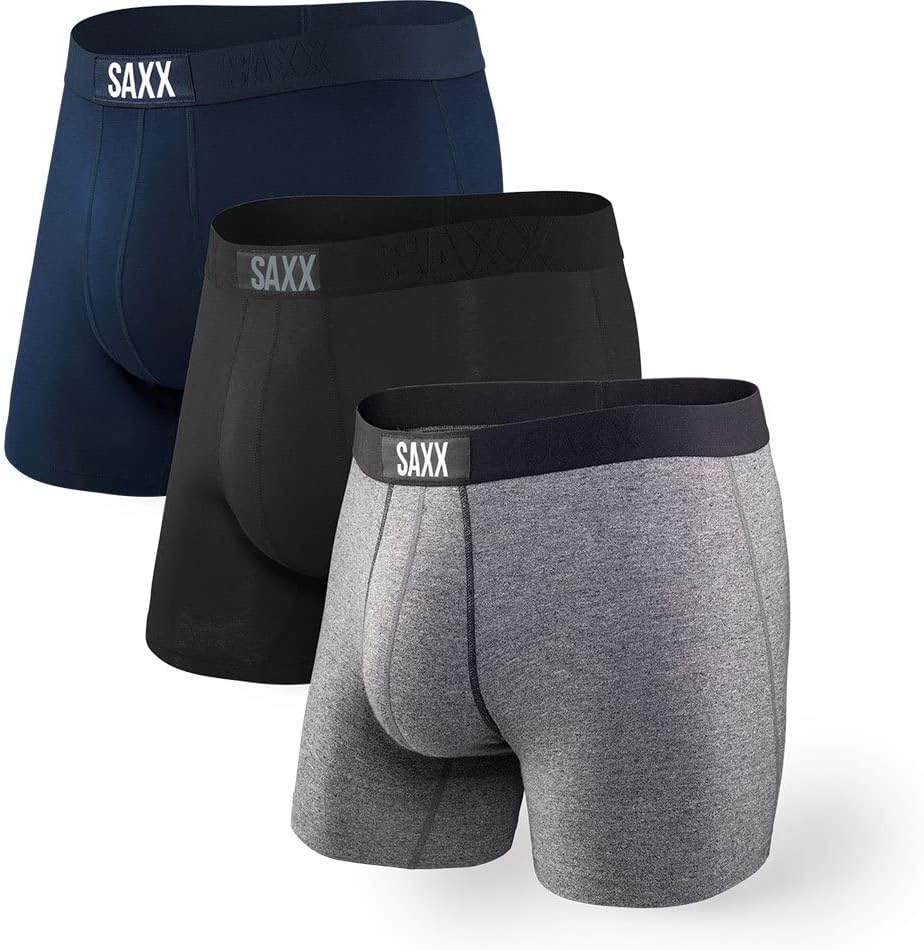 SAXX Underwear Co. Men's Underwear with Pouch Vibe Super Soft Boxer Brief 3Pk