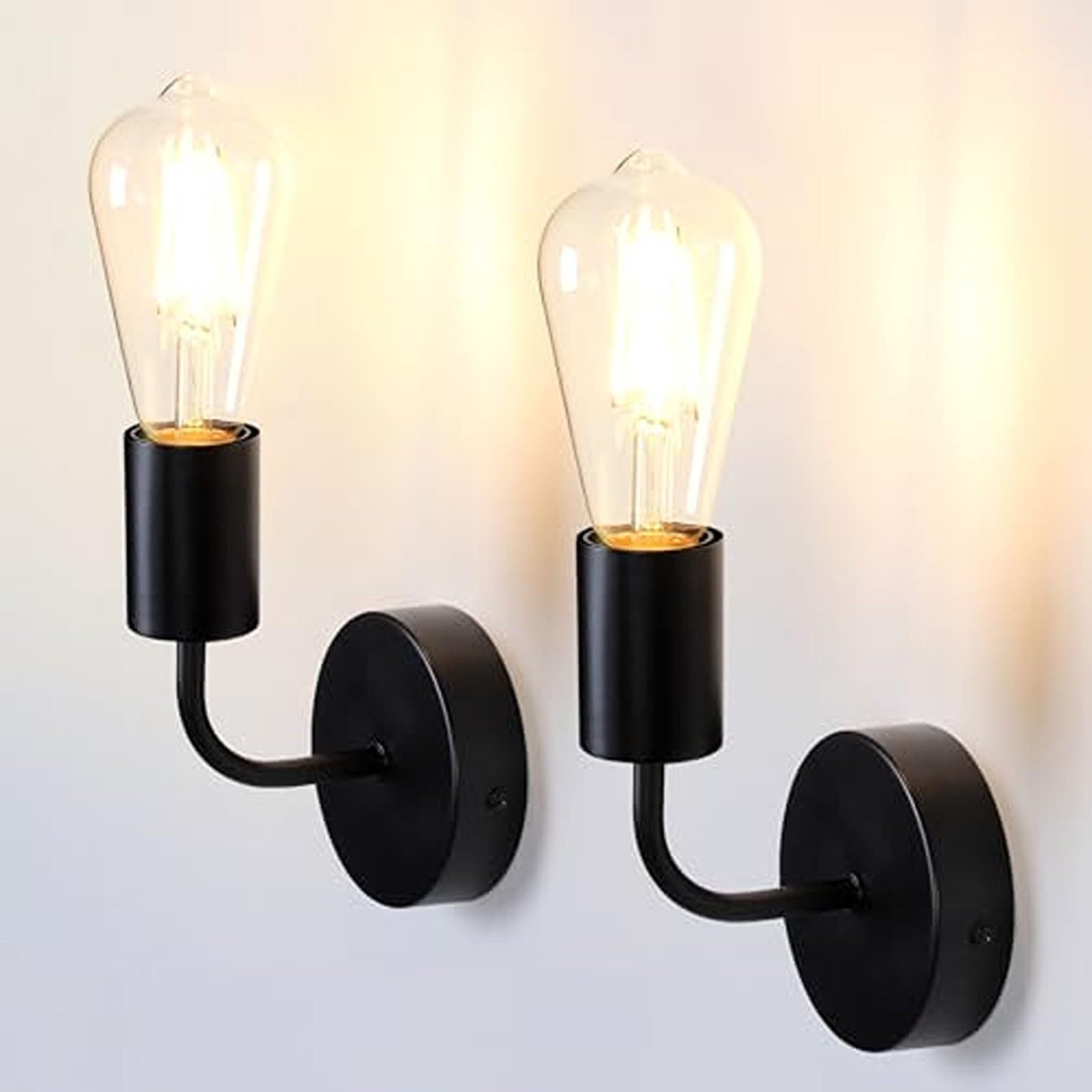 TYhogar Apliques de Pared Interior 2 Piezas, Lámpara de pared Industrial, Lámpara hierro E27 bombilla no contiene, Apliques De Pared Vintage para Dormitorio Sala Decoración, Bares, Cafés Y Hoteles