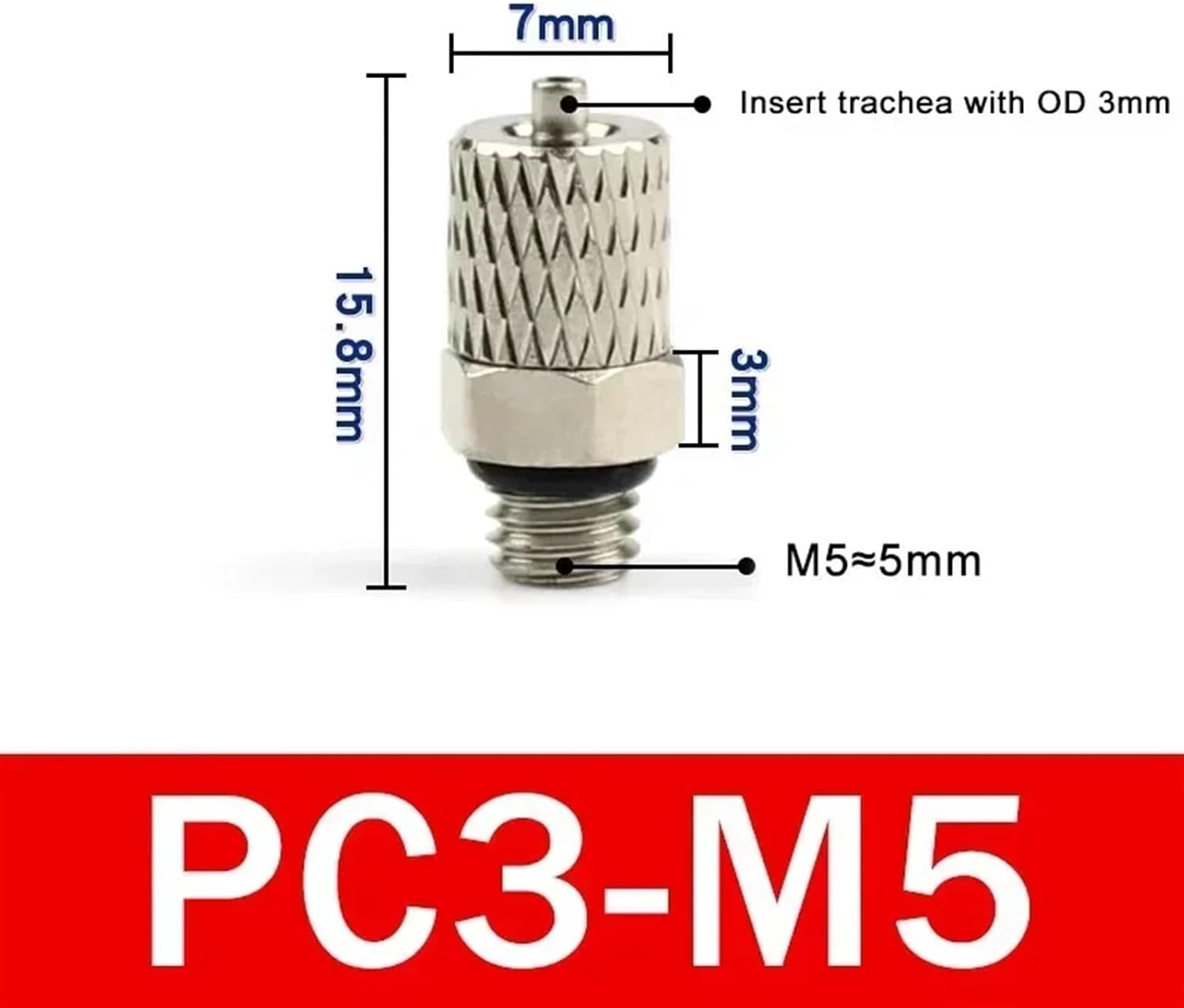 10Pcs Male Thread M3 M4 M5 M6 Mini Pneumatic Pipe Connector Screw Through Quick Fitting 3mm 4mm 6mm OD Air Tube Fast Twist Joint(Color:PC3-M5)