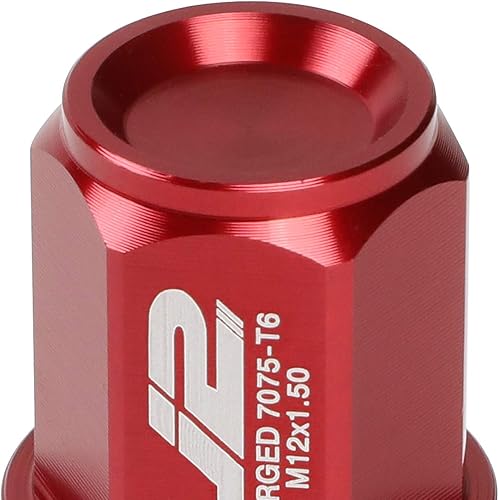 Miniatura 5 de J2 Engineering LN-T7-024-15-RD Rojo 7075 Aluminio M12X1.5 20Pcs L Tuerca de 1.378 in con adaptador