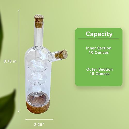 Miniatura 7 de Lily's Home Dispensador de aceite de oliva y vinagre de vidrio, una hermosa adición a cualquier juego de cocina y vajilla con base de corcho.