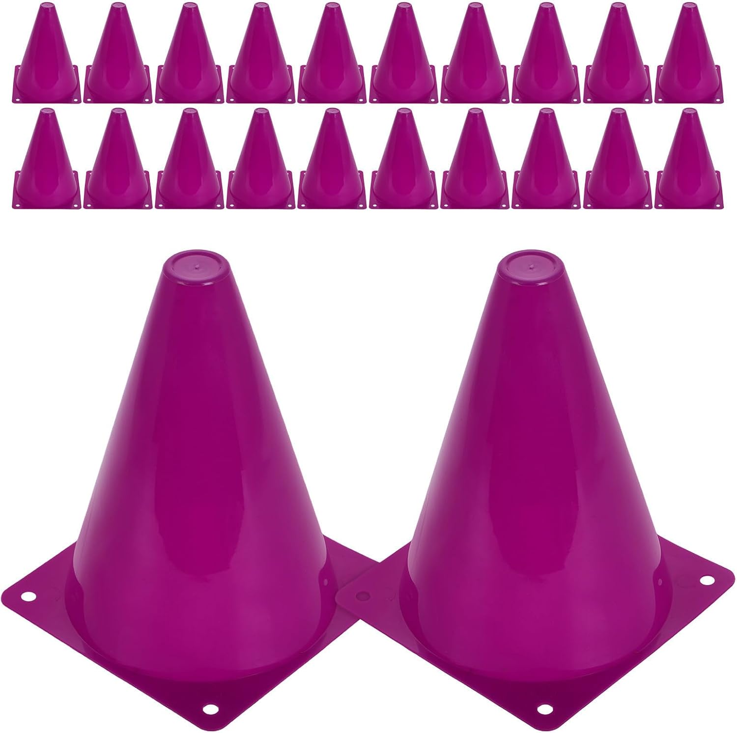 40pcs Purple Plastic Soccer Cones, Easy to Set and Carry Football Party Decor, Agility Field Marker Cones and Soccer Agility Training Equipment for Indoor Drills