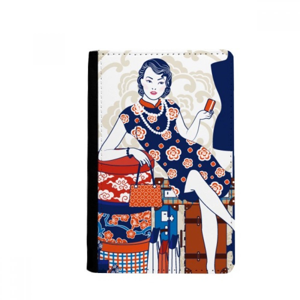 DIYthinker Chinese Culture White Beauty Passport Holder Notecase Burse Wallet Cover Card Purse