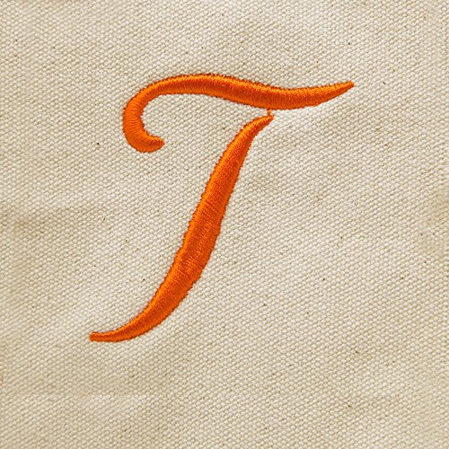 DALIX Personalized Shopping Tote Bag Monogram Orange Initial Zippered Letter A-Z3