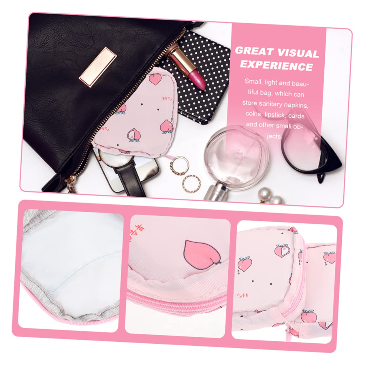 ABOOFAN 16piezas Bolsa De Almacenamiento Para Toallas Sanitarias y Tampones Diseño Adorable Bolsa Portátil Para Menstruación Para Guardar Artículos y Tarjetas