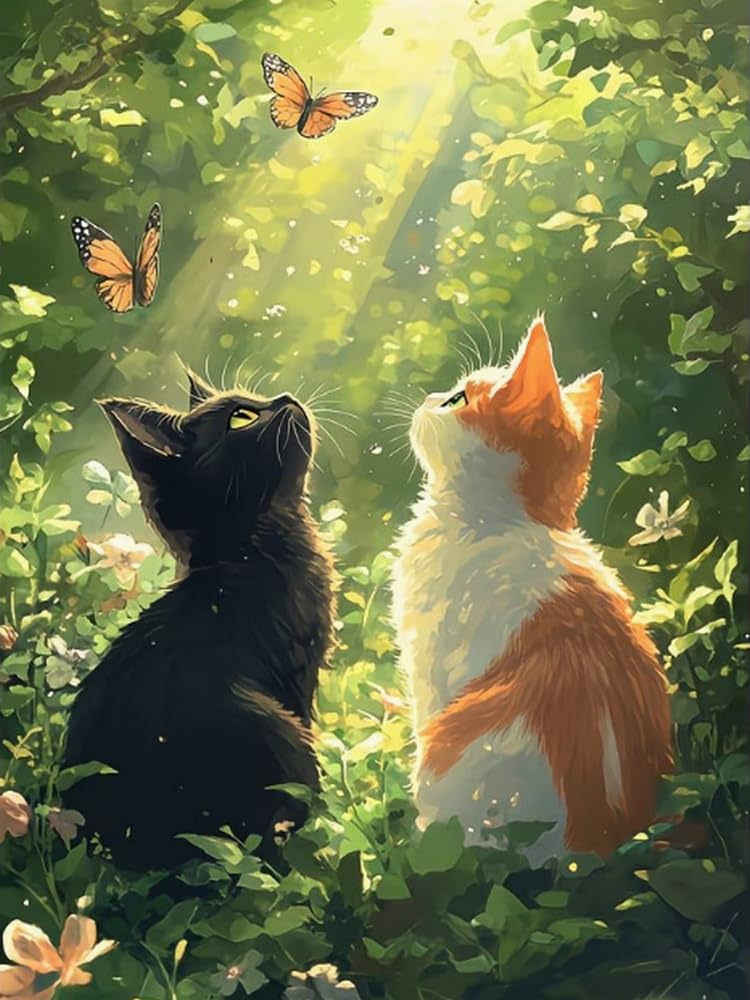 Weiniuniu Cross Stitch Kits for Adults Two Cats 11CT Pre Printed Stamped Beginners Cross-Stitch Kit DIY Embroidery Kit Home Decor-40X50 cm