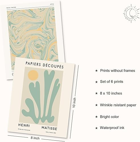 Miniatura 2 de Habseligkeit - Impresiones artísticas de pared verde salvia, carteles abstractos de arte de pared de Matisse, impresiones artísticas de pared Verde